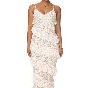 JLUXLABEL Forever Ruffle Lace Midi Dress